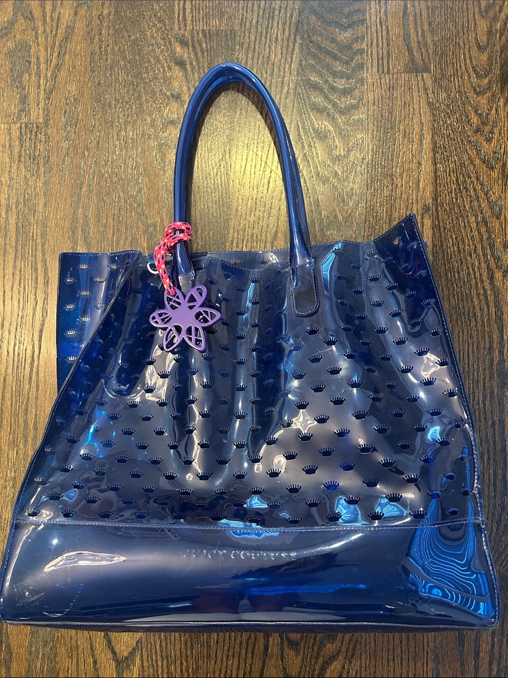 RARE Juicy Couture y2k Her Majesty Blue Pool Party Tote Purple Charm